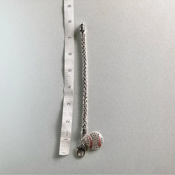 Silver-tone Baseball Crystal Charm preloved Bracelet - Picture 8 of 8